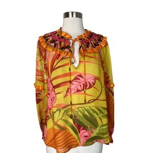 blnk London Saskina Top L Peasant Tropical Print Anthropologie Blouse